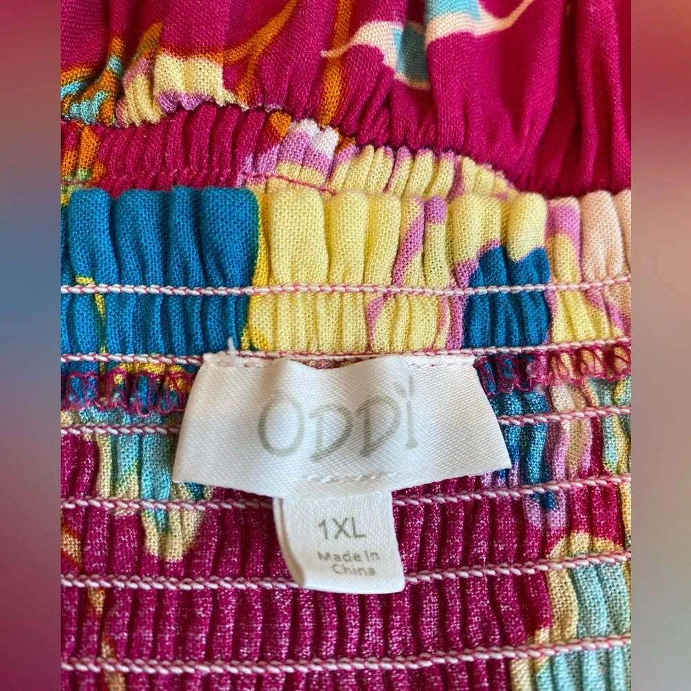 ODDI Women’s Floral Pink Blue Yellow Dress Size 1XL - Picture 7 of 10